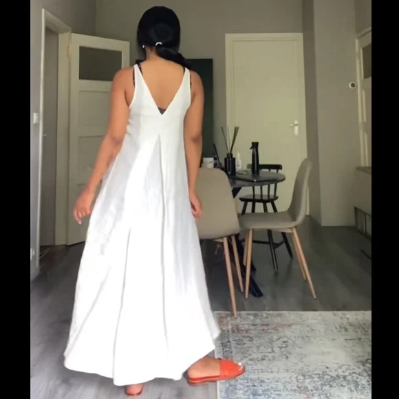 a line white midi dress Fit & Flare A-Line Midi Dress in White